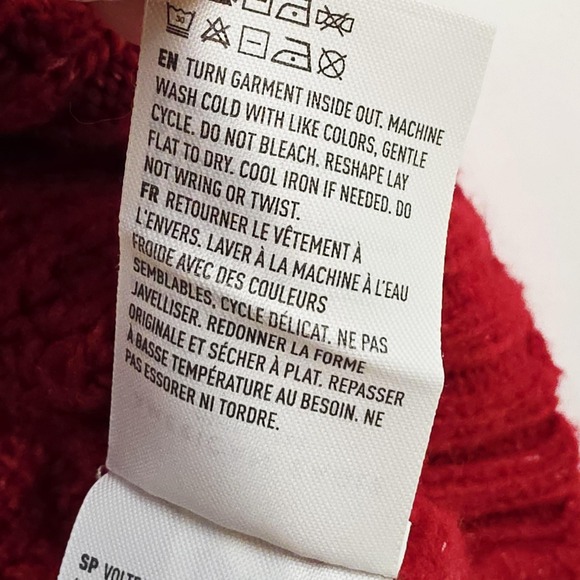 American Eagle Sweater Mens Small Red Patchwork Cable Knit Crewneck Pullover Y2K - Picture 6 of 10